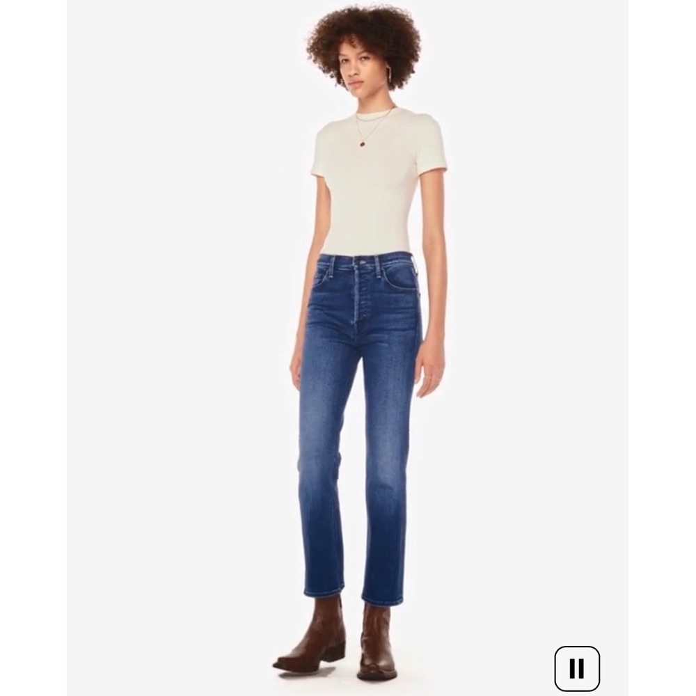 MOTHER The Tripper Ankle Homecoming‎ High Blue Straight Leg Jeans Denim 29